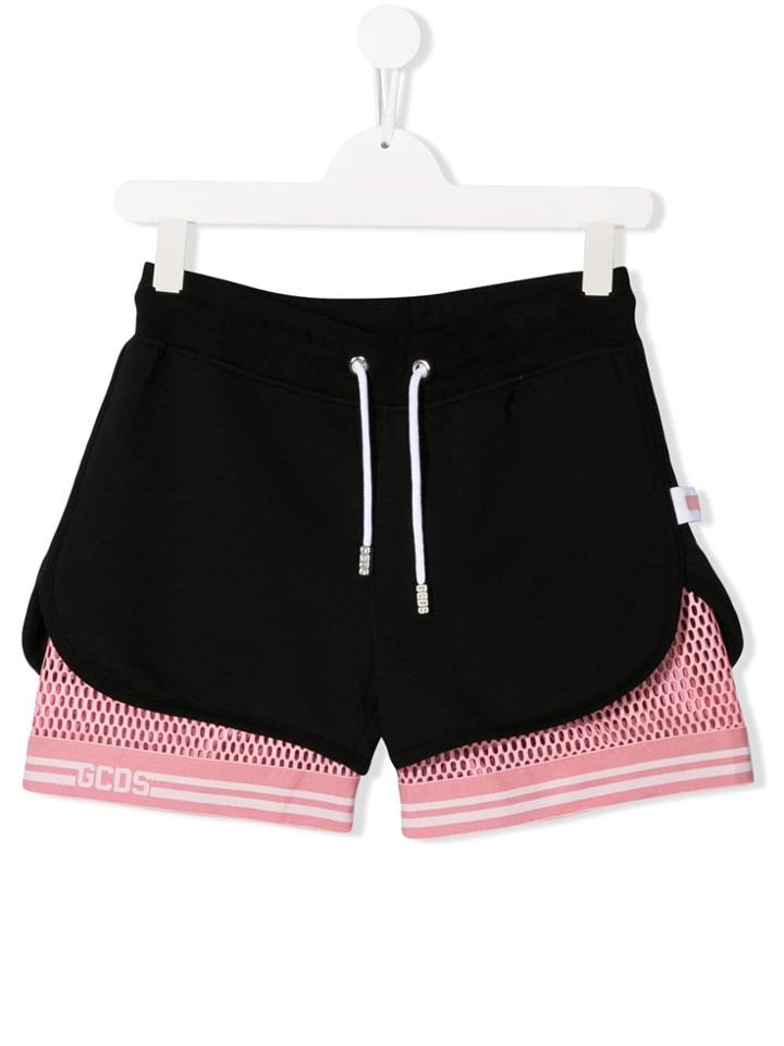 Gcds Kids Teen Mesh Layer Shorts - Black