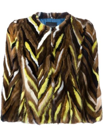 Erika Cavallini Mink Fur Coat, Women's, Size: Small, Brown, Mink Fur/polyamide/viscose/virgin Wool