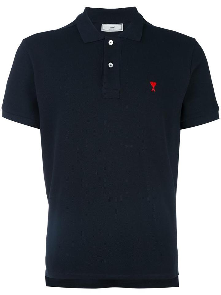 Ami Alexandre Mattiussi Ami De Coeur Polo Shirt, Men's, Size: Medium, Blue, Cotton