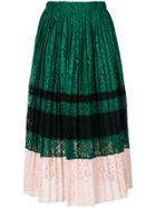 No21 Colour Block Pleated Skirt - Green