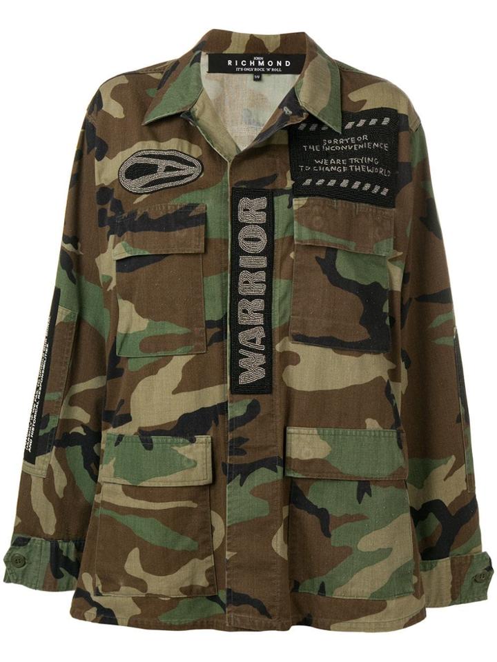 John Richmond Camouflage Print Overshirt - Green