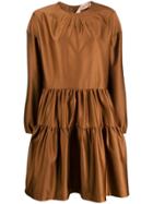 Nº21 Flared Tiered Dress - Brown