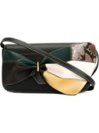Marni Bow Detail Paneled Shoulder Bag, Women's, Black