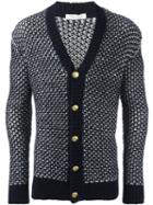 Pierre Balmain Ribbed Detail Cardigan, Men's, Size: 52, Blue, Acrylic/viscose/wool/alpaca