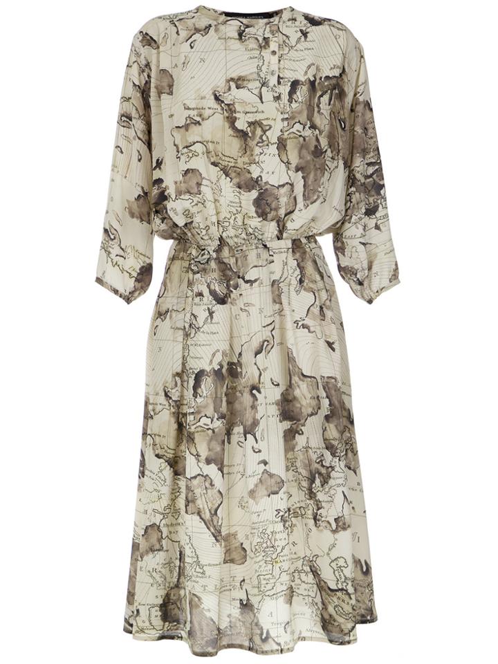 Andrea Marques Maps Print Midi Dress - Nude & Neutrals