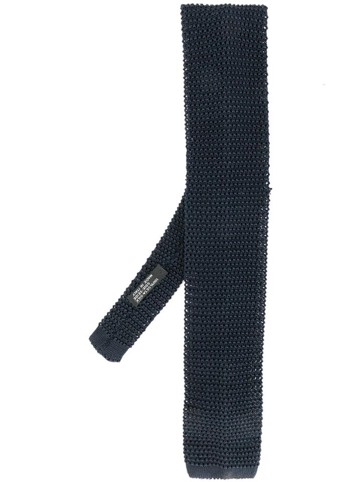 Nicky Square Tip Knitted Tie - Blue