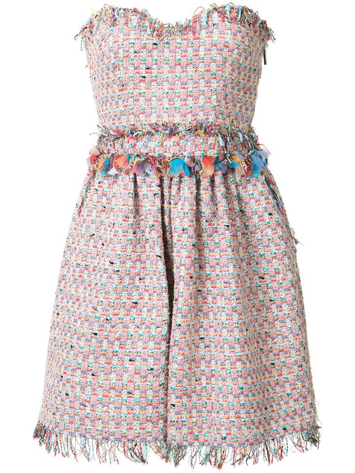 Msgm Strapless Tweed Dress, Size: 40, Polyester/cotton/polyamide/metallic Fibre