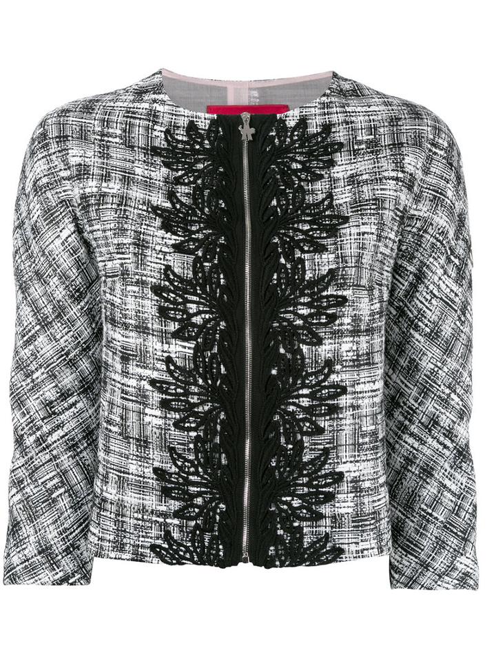 Moncler Gamme Rouge - Jacquard Trim Cropped Jacket - Women - Silk/cotton/acrylic/other Fibers - Iii, Black, Silk/cotton/acrylic/other Fibers