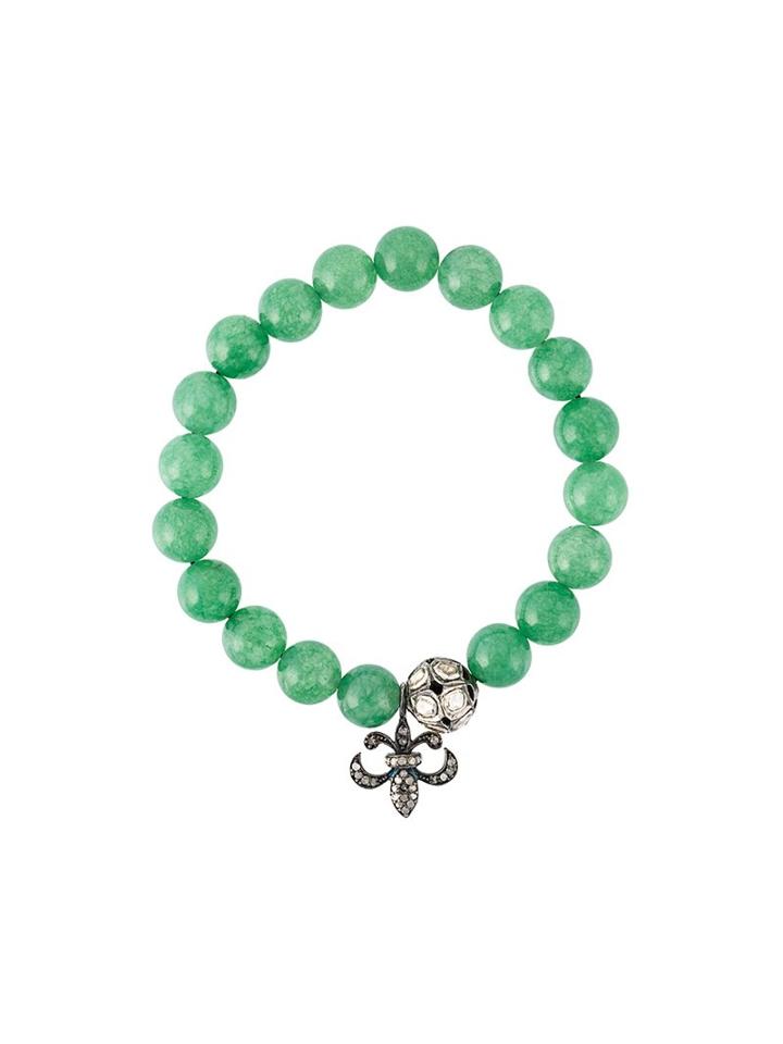 Gemco Bead Diamond Charm Bracelet, Women's, Green