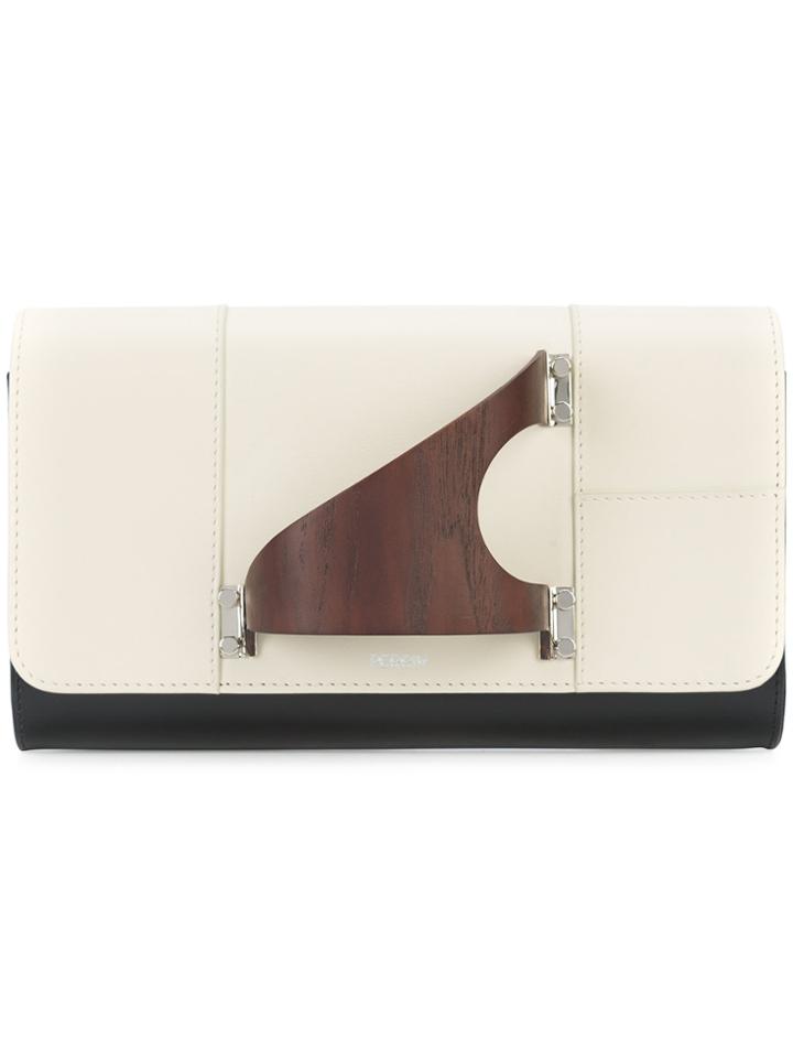 Perrin Paris Wood Detail Clutch Bag - Nude & Neutrals
