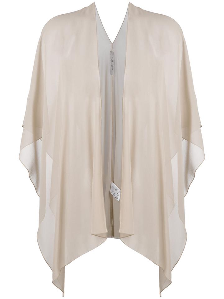D.exterior - Sheer Open Blouse - Women - Silk - 2, Nude/neutrals, Silk