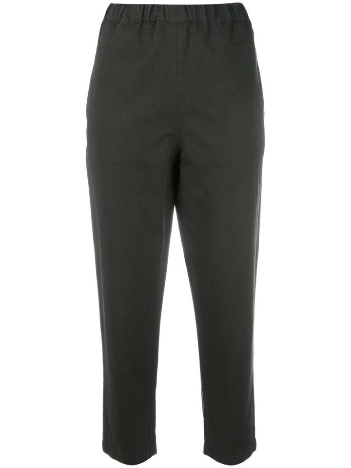 Marni Elasticated Straight Leg Trousers, Women's, Size: 46, Green, Cotton/linen/flax