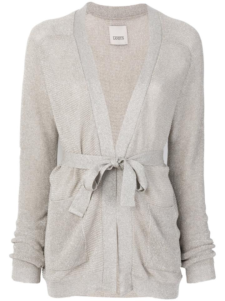 Laneus Belted Lurex Cardigan - Metallic