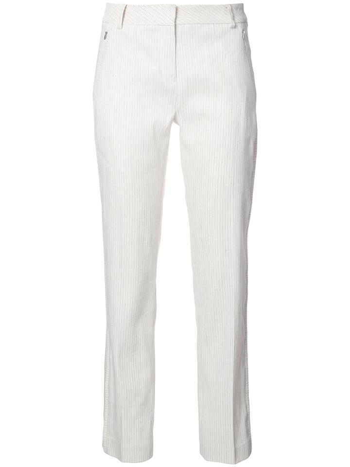 Elie Tahari - Striped Tailored Trousers - Women - Linen/flax/spandex/elastane/viscose - 2, White, Linen/flax/spandex/elastane/viscose
