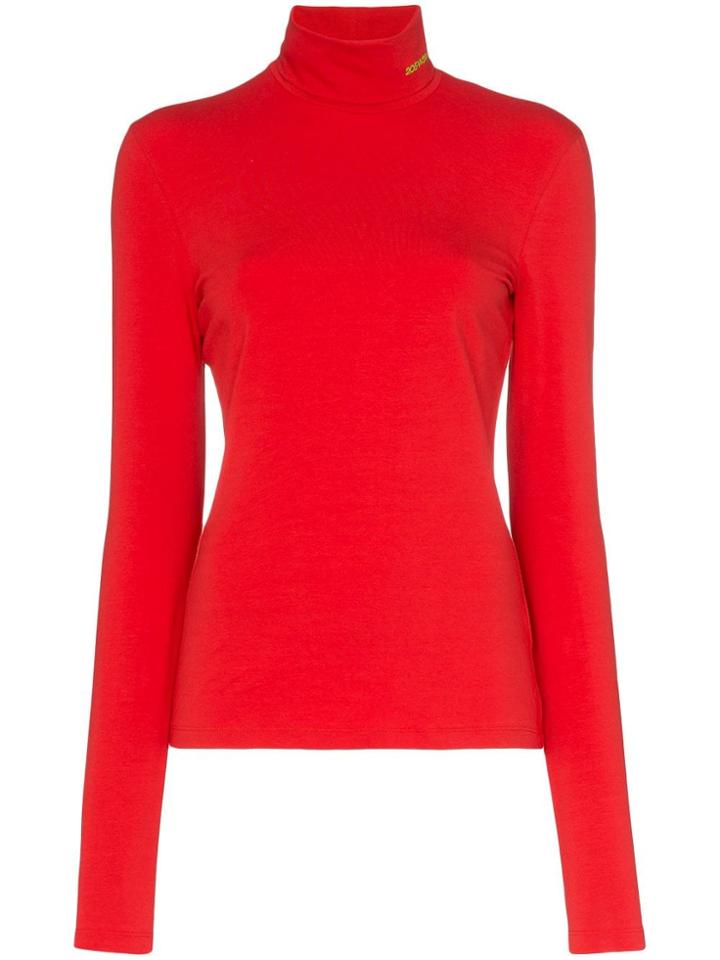 Calvin Klein 205w39nyc High Neck Fitted Jersey Top - Red
