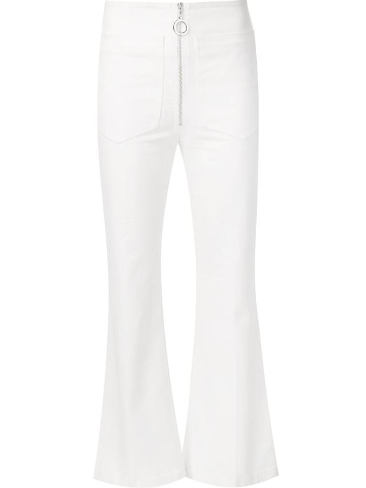 Edun Flared Denim Pants, Women's, Size: 8, White, Cotton/spandex/elastane