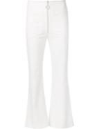 Edun Flared Denim Pants, Women's, Size: 8, White, Cotton/spandex/elastane