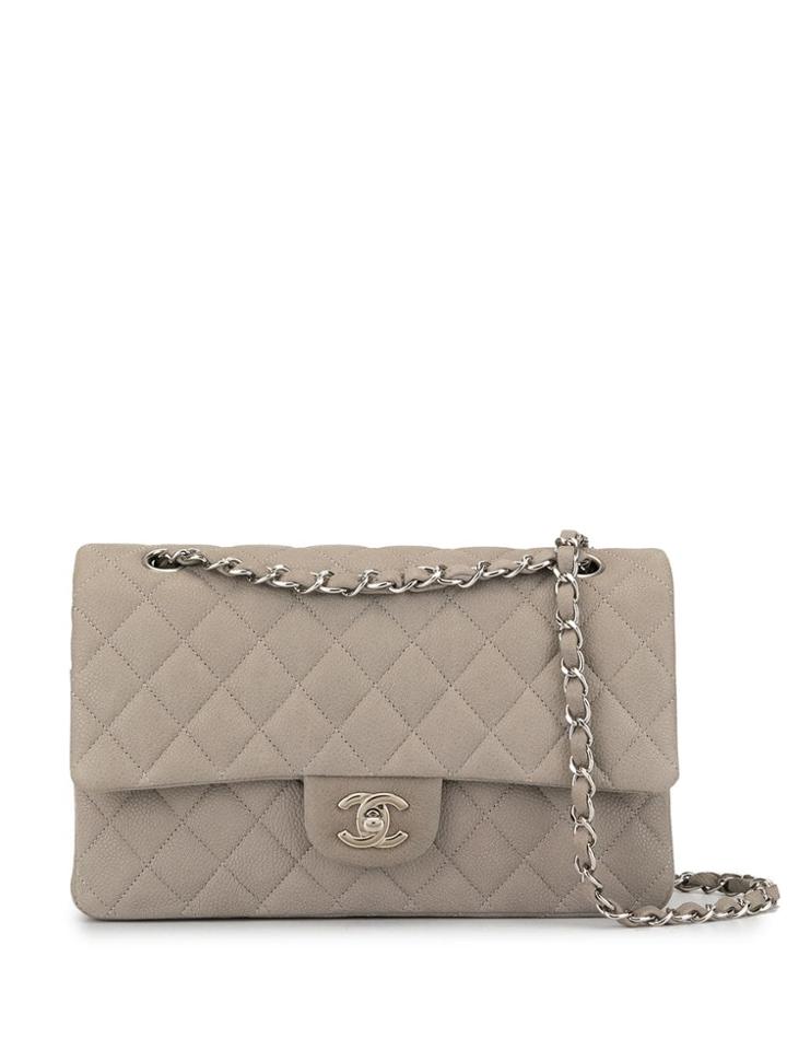 Chanel Pre-owned Double Flap Chain Shoulder Bag - Grey