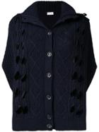 Red Valentino Lace-up Cable Knit Cardigan - Blue