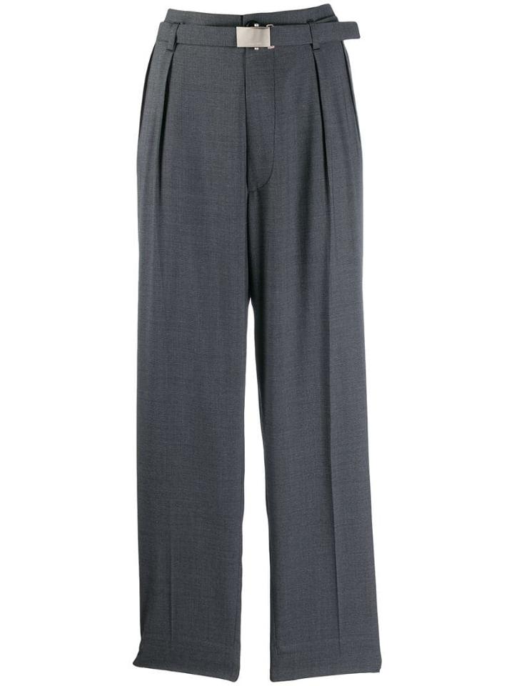 Miu Miu Belted Wool Trousers - Grey
