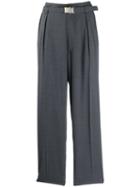Miu Miu Belted Wool Trousers - Grey