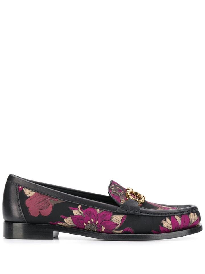 Salvatore Ferragamo Floral Gancini Loafers - Black