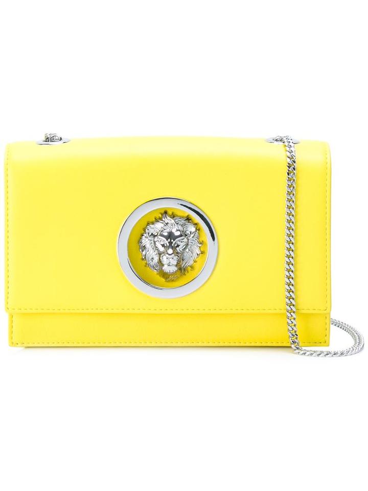 Versus Logo Plaque Cross-body Bag, Women's, Yellow/orange, Calf Leather