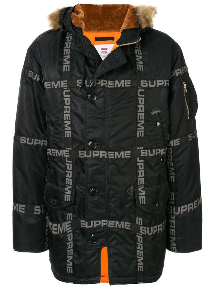 Supreme Logo Padded Jacket - Black
