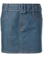 Prada Belted Denim Skirt - Blue