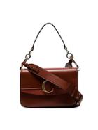 Chloé Sepia Brown Medium C Ring Leather Shoulder Bag