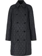 Burberry Double-breasted Quilted Coat - Black