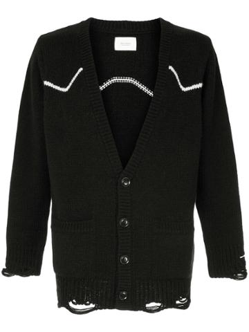 The Letters Destroyed Knitted Cardigan - Black