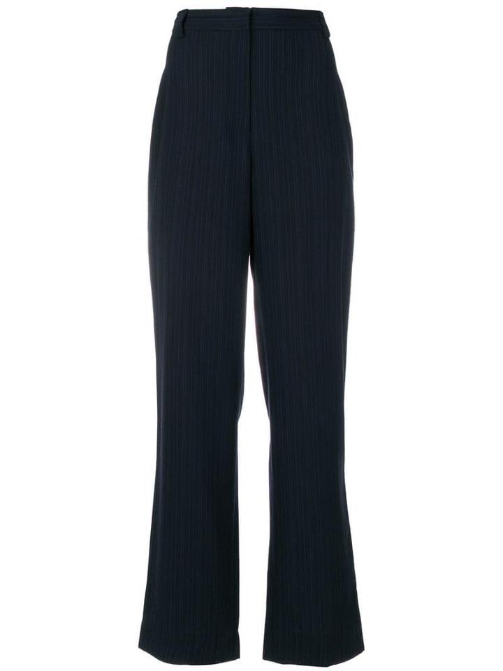 Versace Pre-owned Pinstripe Wide-leg Trousers - Black