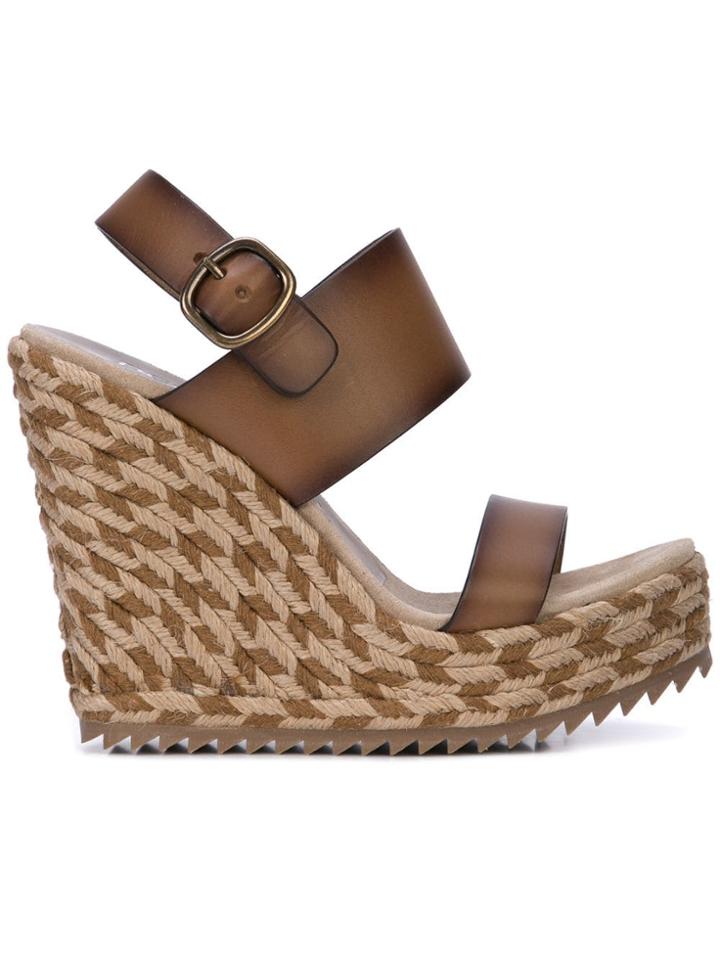 Pedro Garcia Woven Wedge Sandals - Brown