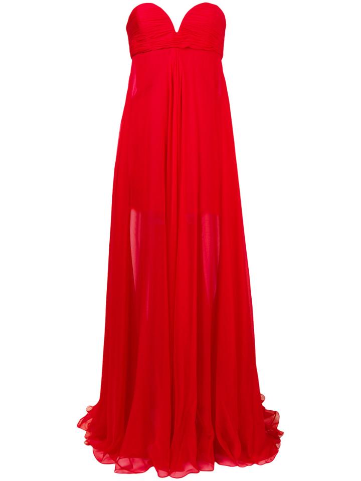 Valentino Long Sweetheart Neck Gown - Red