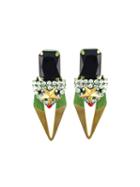 Iosselliani 'full Metal Jewels' Clip-on Earrings, Women's, Green