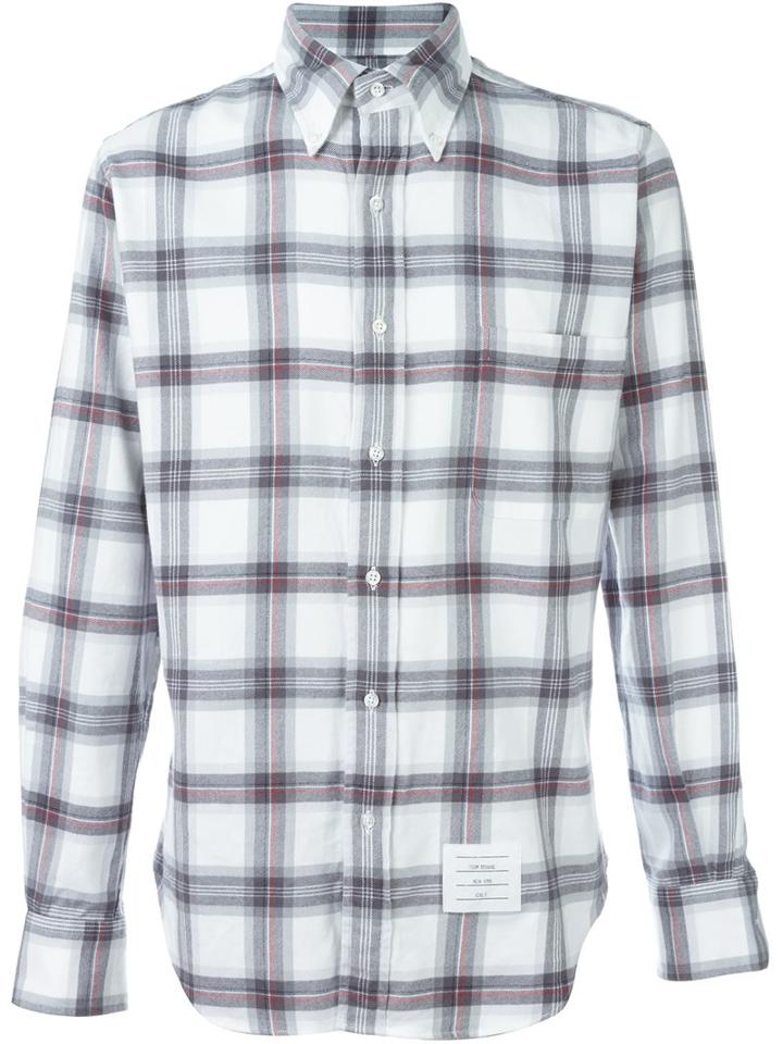 Thom Browne Plaid Shirt, Men's, Size: 2, White, Cotton