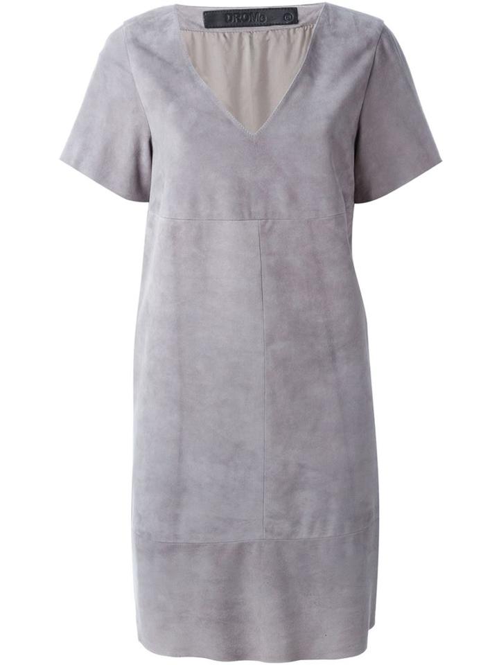 Drome V-neck Shift Dress, Women's, Size: S, Grey, Leather/cupro