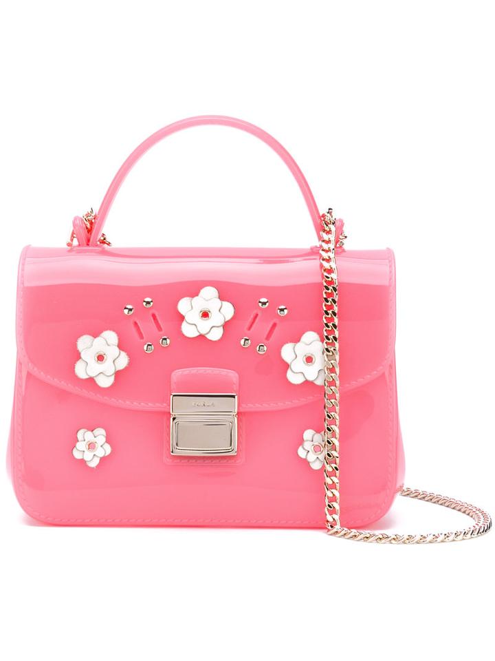 Furla - Floral Appliqué Shoulder Bag - Women - Leather/pvc - One Size, Pink/purple, Leather/pvc