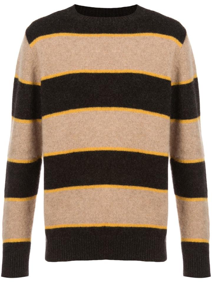 The Elder Statesman Striped Knit Sweater - Grey