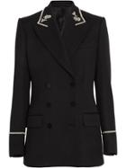 Burberry Bullion Stretch Wool Double-breasted Jacket - Black
