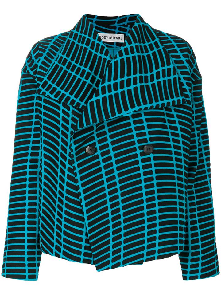 Issey Miyake Grid Pattern Jacket - Blue