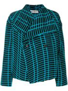 Issey Miyake Grid Pattern Jacket - Blue