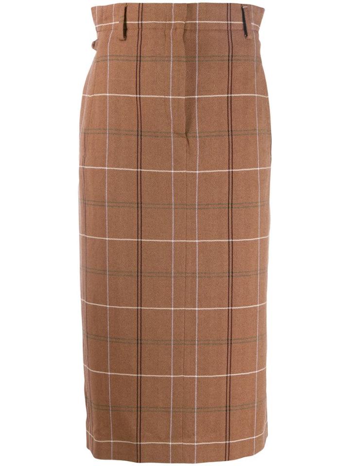 Acne Studios Paper-bag Checked Skirt - Brown