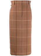 Acne Studios Paper-bag Checked Skirt - Brown