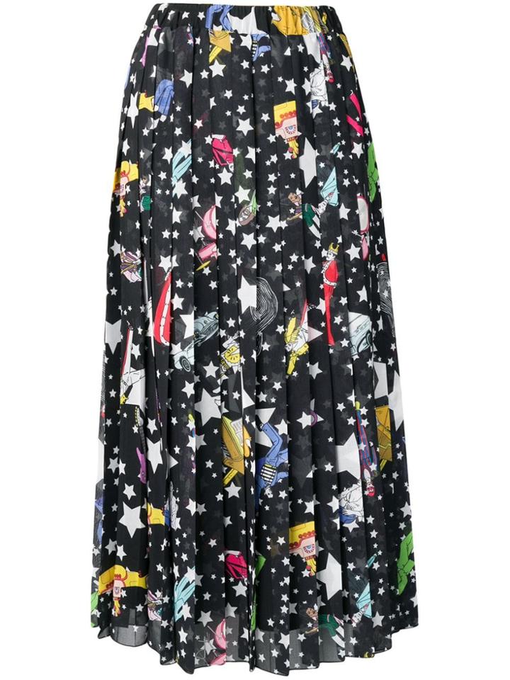 Ultràchic Paradise Print Pleated Skirt - Black