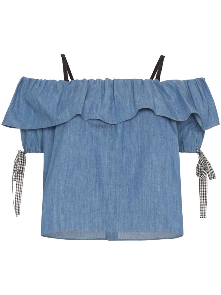 Miu Miu Denim Off The Shoulder Top - Blue
