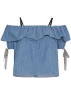 Miu Miu Denim Off The Shoulder Top - Blue