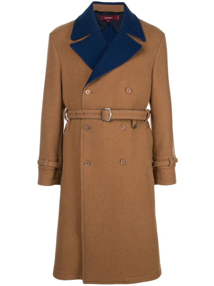 Sies Marjan Emerson Two-tone Df Wool Db Trench - Brown