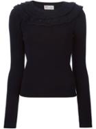 Red Valentino Collaret Ribbed Sweater, Women's, Size: Large, Blue, Virgin Wool